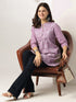 Janasya Women's Lavender Pure Cotton Chikankari Embroidered Straight Tunic